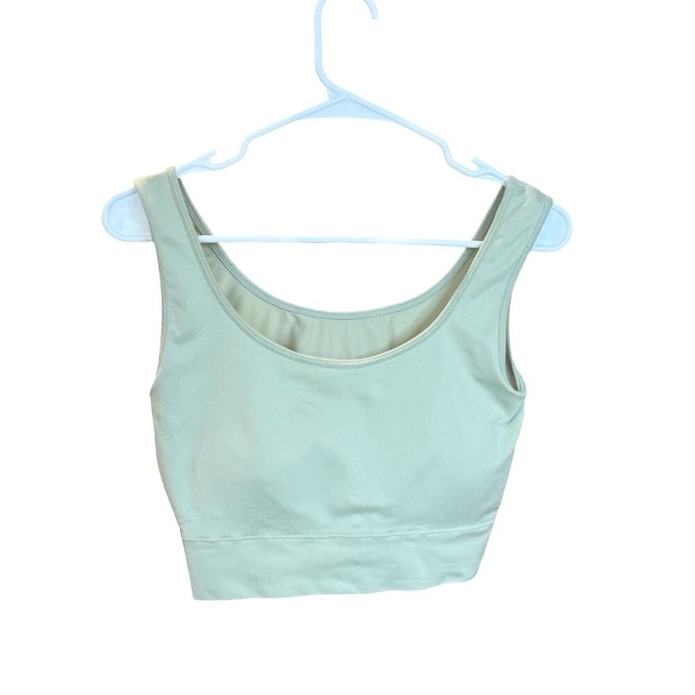 Modern Movement Scoop Neck Cropped Tank Padded Bra Green Large